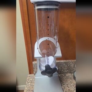 Countertop Cereal Dispenser - Clear & Silver with Black Knob